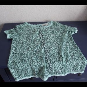 LOFT light green lace top